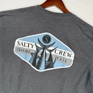 Salty Crew Chasing Tail Graphic T-Shirt Mens Large Charcoal Gray Fishing Tee